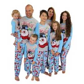 Family Matching Christmas Snowman Pajama Sets Cute Snowman Print Long Sleeve Parent-Child Outfit Home wear (Kids, 8years)
