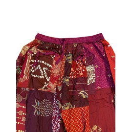 Women's Patchwork Boho Pants - Loose Yoga Harem Joggers, Casual Bohemian Palazzo, Comfy Lounge Wear, Trendy Hippie Style, Must-Have for Relaxed Fashion (Red)