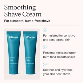 MDacne Shaving Cream for Acne-Prone Skin, 2 Pack, Soothing, Oil-Free, Eliminates Razor Burn, Cuts & Infections - Reduce Skin Irritation & Prevent Shave Bumps - Vegan, Paraben-Free & Cruelty-Free