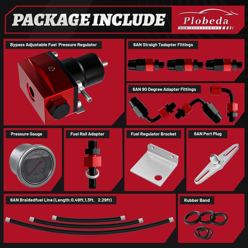 EFI Fuel Pressure Regulator Kit with Bypass Return 0-100psi Pressure