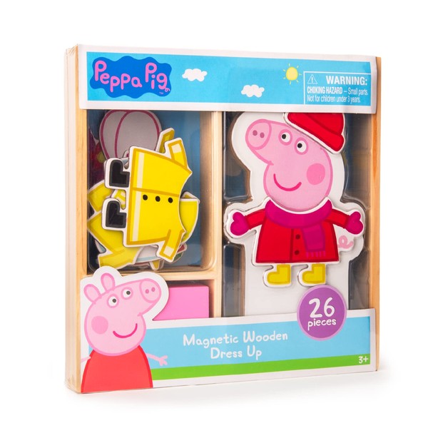 Peppa Pig Magnetic Wood Dress Up Doll. Includes 26 Colorful
