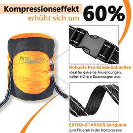 Frelaxy Compression Sack, 60% More Storage Space! 11L/18L/30L/43L/49L Waterproof & Ultralight Storage Bag for Sleeping Bag - Space Saving Equipment for Camping, Hiking, Travel (Orange, L)