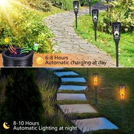 Toodour Solar Lights Outdoor, Solar Torch Lights with Flickering Flame, IP65 Waterproof Yard Landscape Decoration Lighting for Outside Garden Pathway Lawn Patio Decorations (6 Pack)