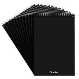 STAPLES Steno Notepads, 6 x 9 Inch, Gregg Ruled, Top Wire-Bound Notebooks, Cardstock Cover, 80-Sheets, 12-Pack, White Paper