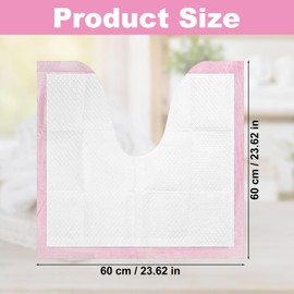 25 Pack Disposable Toilet Mats, 23.6" x 23.6" Absorbent Toilet Floor Protector from Urine Disposable Toilet Floor Mat U-Shape Toilet Training Mat Commode Mat for Children Adults(Pink)