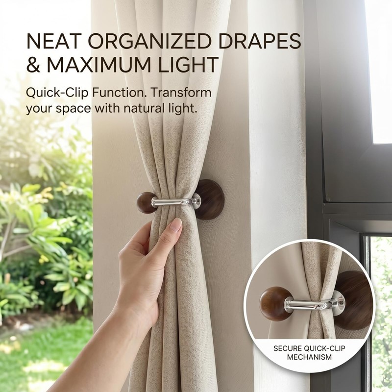 1Pair 5.3 Inch Curtain Holdbacks - Suction Cup Curtain Hooks