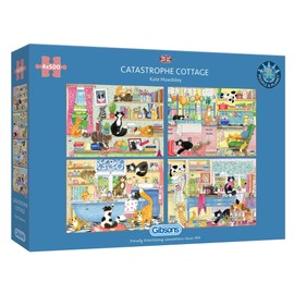 Gibsons Catastrophe Cottage 4x500 Piece Jigsaw Puzzles for Adults | Multibox- 2 Puzzles in a Box