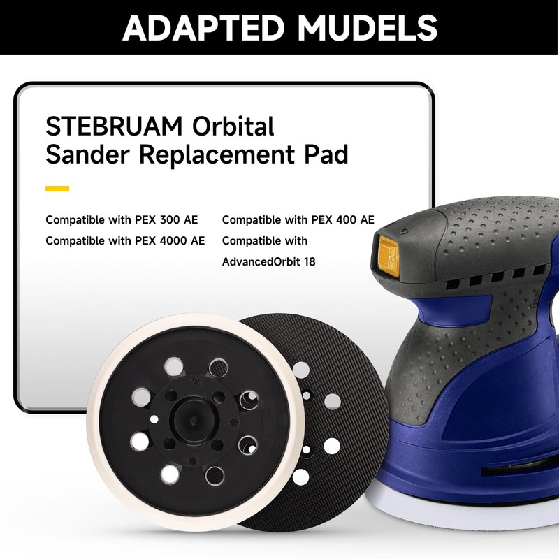 STEBRUAM 5 Inch 8 Hole Replacement Sander Backing Pad with