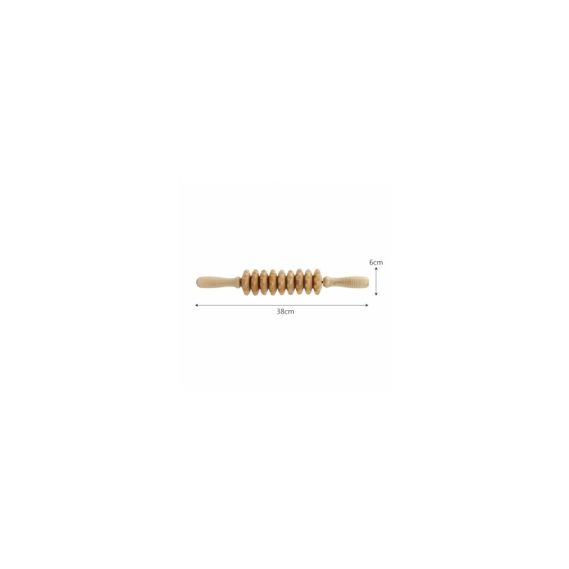 Wooden acupressure roller massage stick