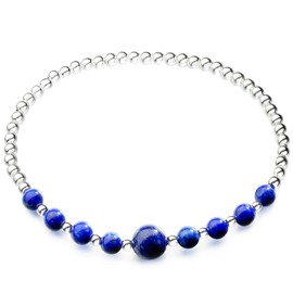 Jewever 925 Sterling Silver Beads Nature Gemstone Lapis lazuli Crystal Stretch Bracelet Fits 6-6.3" for Women Gift…