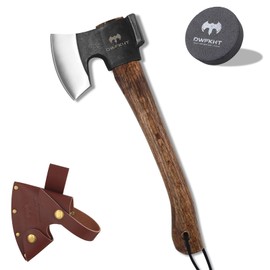 14.4" Hatchet, Camping Hatchet, Hand Forged Axe with Sheath, Bushcraft Axe with 1065 Carbon Steel and Beech Handle for Wood Chopping – Perfect for Outdoor Survival and Adventures