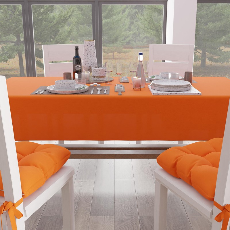 PETTI Artigiani Italiani - Tablecloth, Kitchen Tablecloth, Cotton, Plain, Orange,