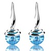Crystal French Wire Dangle Drop Earrings (Blue)