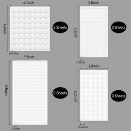 Philbinden 12Sheet Foam Dots Adhesive Squares Round,1758Pcs Double-Sided Self Adhesive Dots 3D Craft Foam Tape for DIY Arts Crafts Office Supplies, 2 Size (0.47", 0.24")