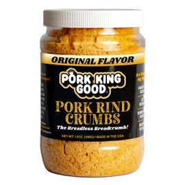 Pork King Good Low Carb Keto Diet Pork Rind Breadcrumbs! Perfect For Ketogenic, Paleo, Gluten-Free, Sugar Free and Bariatric Diets (Original) (Original, 12 Oz Jar)