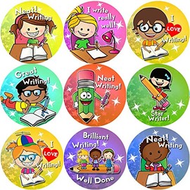 144 Writing Awards 30 mm Reward Stickers for School Teachers, Parents, Nursery