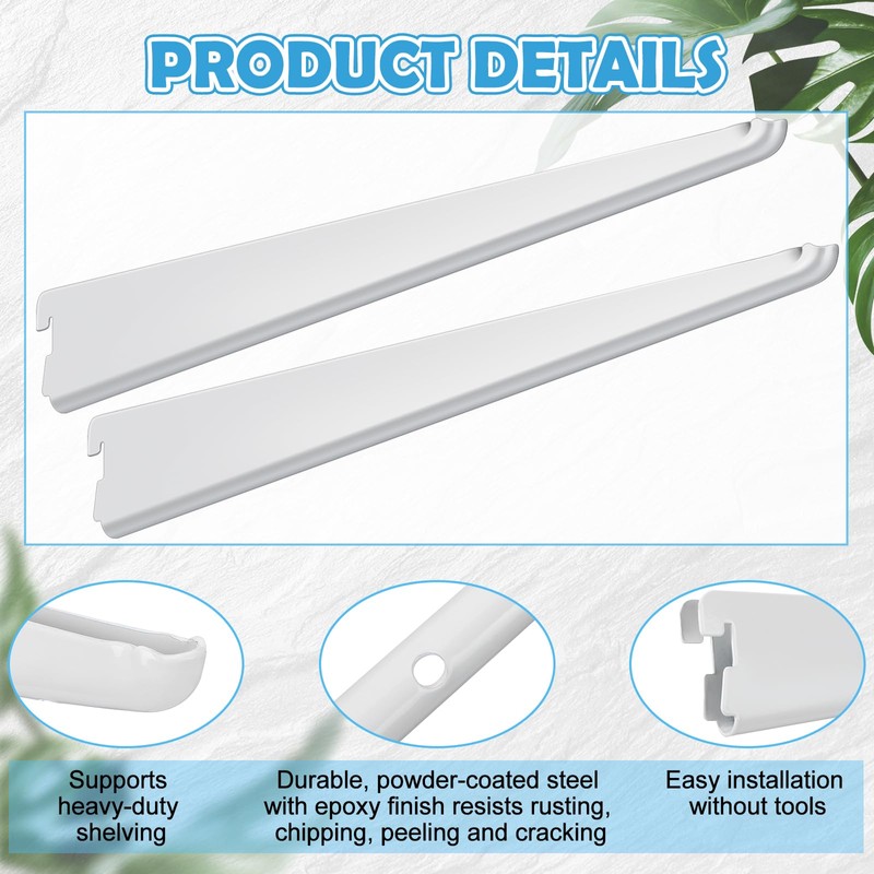 Yalikop 10 Pack Adjustable Shelf Brackets for Double Track System
