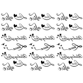 King Horse hm547 Tattoo Stickers, Letter Heart, Regular Size, Pack of 3
