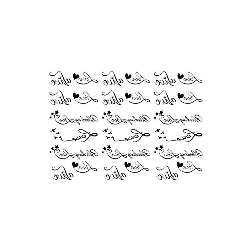 King Horse hm547 Tattoo Stickers, Letter Heart, Regular Size, Pack