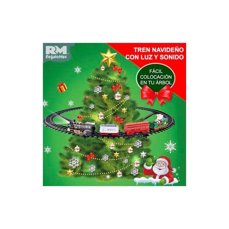 Tren Eléctrico para Árbol de Navidad, Luces y Sonidos, Decoración