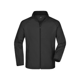 James & Nicholson Men's Raglan Softshell Jacket - Classic Softshell Jacket with Microfleece Lining | Colour: Black/Black | Size: XXL, black / black