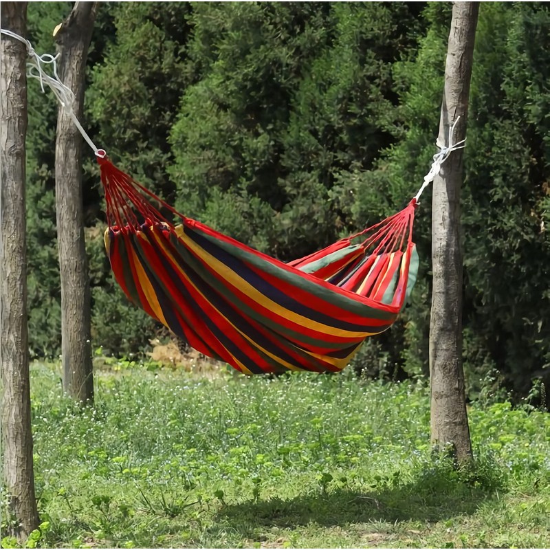 Single/Double Person Rainbow Cotton Fabric Canvas Travel Hammocks 500lbs Ultralight