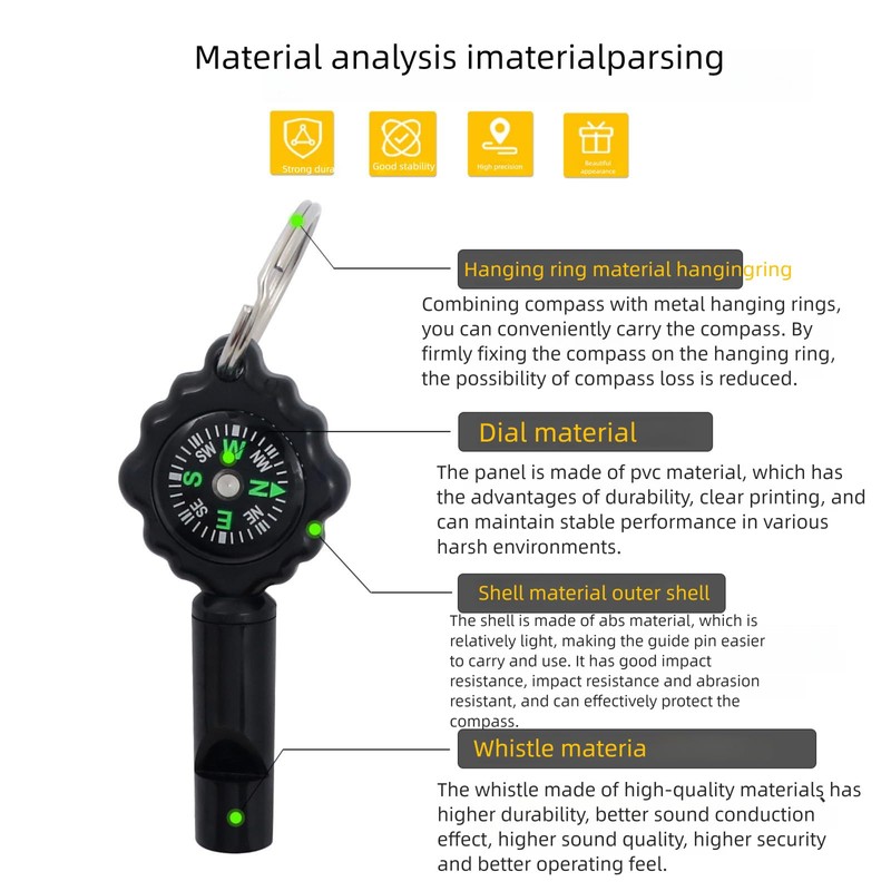 Dranvosk 2-in-1 Whistle Compass Keychain for Hiking,Camping & Outdoor Survival