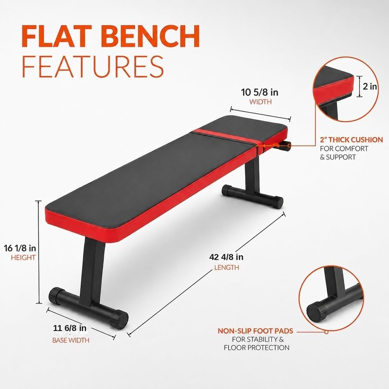 iMustech Flat Weight Bench Foldable Workout Bench 618LB Capacity for