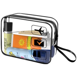 Clear Toiletry Bag,TSA Approved Travel Bags for Toiletries,Quart Size Travel Bag Carry on Airport Airline Compliant Bag,Clear Cosmetic Bags with Zipper