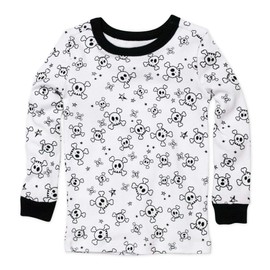 HonestBaby Celebration 2-Piece Pajamas Sleepwear PJs 100% Organic Cotton for Baby, Toddler, Kids, Tossed Skulls, 7 Years