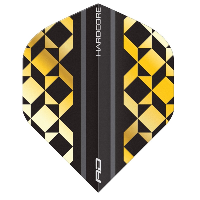 RED DRAGON Hardcore Premium Gold & Black Geometric Dart Flights