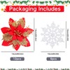 EJunee 12 Pcs Christmas Glitter Poinsettia Flower, Artificial Christmas Tree