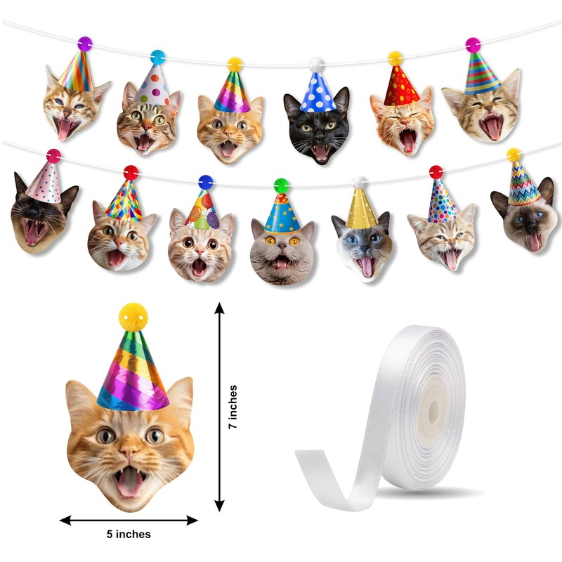 Cat Party Garland Cat Faces Birthday Garland Kitties Birthday Party