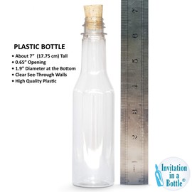 Invitation in a Bottle Plastic Bottles & Corks Set (20) - Clear PET Plastic Potion Bottles with Cork - Small Bottles with Cork & Tiny Jars with Cork Bottles, Message in Plastic Bottle, DIY Crafts