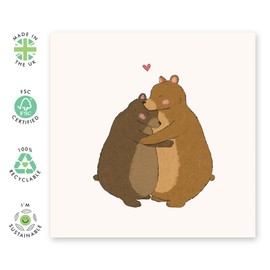 Simple and Cute Love Card for Him Her - "Bears In Love" - Gifts for Partner, Husband, Wife, Spouse, Boyfriend, Girlfriend, Babe, Darling - Minimalist Romantic Valentines Day Card - Includes Envelope