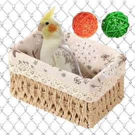 TVOGRUC Multifunctional Bird Nest Parrot House Hammock Small Animal Bed Birdcage Accessories, Suitable for Birds Parrots Parakeets Cockatiels Lovebird (Khaki, 7 x 4.7 x 3.9 inch)