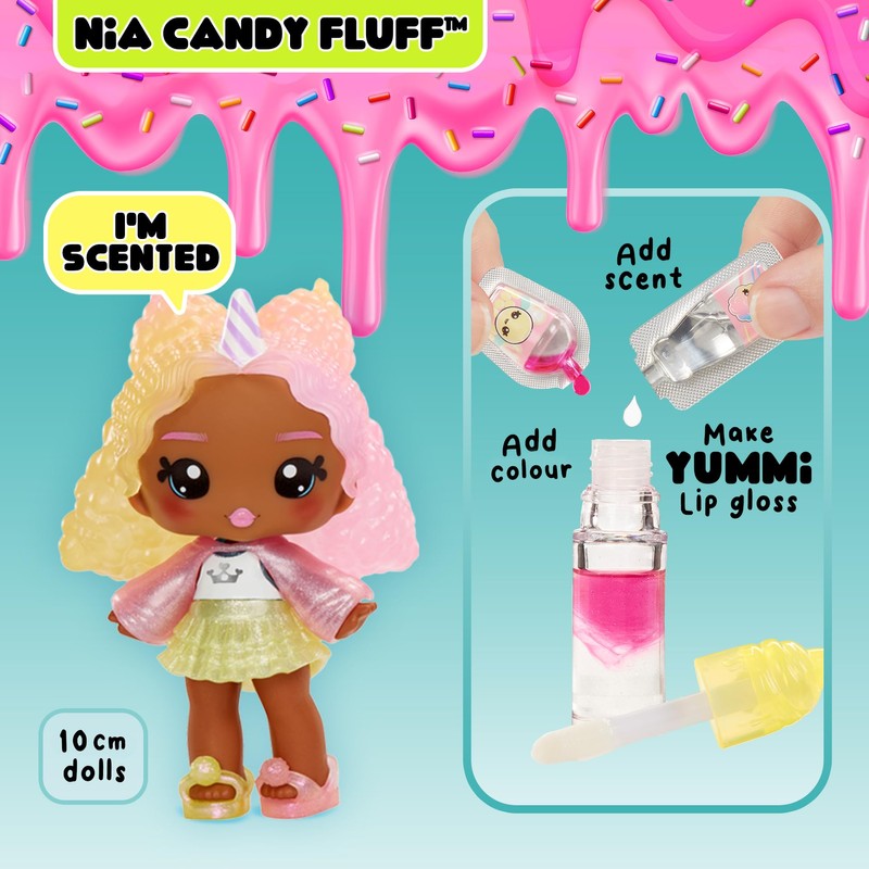 Yummiland Lip Gloss Doll - Nia Candy Fluff - Includes