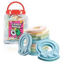 110 Individually Wrapped Candy Rings, Bulk Candy Ring Tub Great for Christmas Stocking Filler, In 6 colors, Fun Kids & Retro Candy for Goodie Bags and Party Favors by 4YoreElves