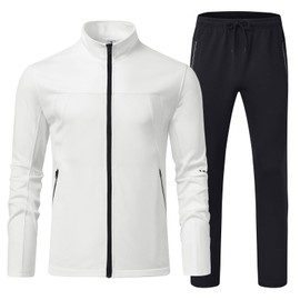 YSENTO Men's Tracksuits Outfits 2 Pieces Jogger Sets Jogging Track Sweat Suits Workout Warm Up Sweatsuit White M