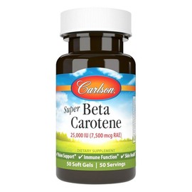 Carlson Laboratories Super Beta Carotene - 25 000 IU (7 500 mcg RAE) 50 Softgels, 1 x 50 Tablets / 칼슨 연구소 슈퍼 베타 카로틴-25 000 IU (7 500 mcg RAE) 50 소프트젤, 1개, 50정