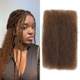 Vecago Afro Kinkys Bulk Human Hair, 14 inch 4c Curly Hair for Permanent Sister Locs/Mini Twists/Braids/Repair Can Dye and Bleach(50 Gram),Medium Brown