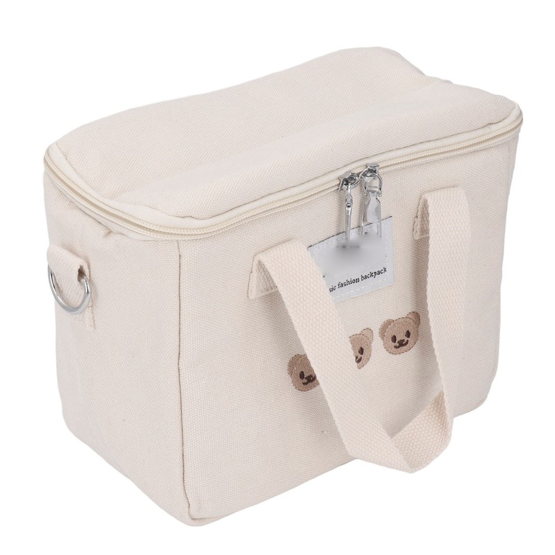 Diaper Shoulder Bag Oxford Cloth Large Capacity Embroidery Bear Pattern