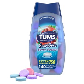TUMS Antacid Smoothies Berry Fusion Extra Strength 750, Smooth Dissolve - 140 CT