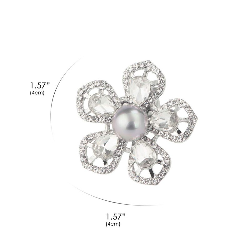 Ruihfas 2Pcs Floral Shoe Clips Pearl Crystal Shoe Buckles Decoration