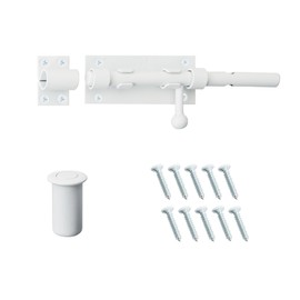 Barrel Bolt Latch, Slide Bolt Gate Latch, 6.3 Inch White Slide Lock with Padlock Hole, Solid 304 Stainless Steel Heavy Duty Hardware for Wooden Fence Gates Interior Door Barn Door Window