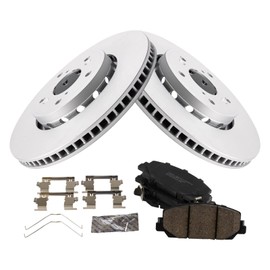 TRQ Front Brake Pad & Rotor Kit Brake Pads Brake Rotor Ceramic Premium G-Coated Compatible with 2016 Acura ILX 2013-2018 RDX