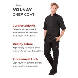 Chef Works Unisex Volnay Chef Coat, Black, Small
