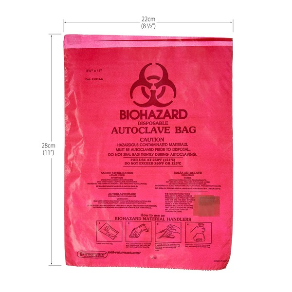 Bel-Art F13166-0000 Bench-Top Biohazard Bags; Red Polyethylene, 0.43 Gallon, 8.5W