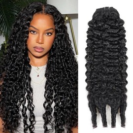 Mihugass Burmese Curly Clip in Hair Extensions #1B Natural Black Color Curly Clip ins For Women Brazilian Virgin Clip on Hair(24inch,#1B)