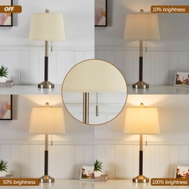 YAMEIWAN 28" Silver Bedside Lamps Set of 2 for Bedroom - Modern Table Lamp with USB Charging Port for Living Room End Table - Mid Century Modern Lamp with 3-Way Dimmable and Pull Chain Switch